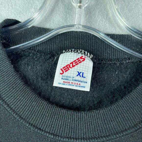 Vintage Jerzees Sweater Black Sweatshirt Blank 50/50 Blend USA Men's XL NOS - Picture 3 of 8